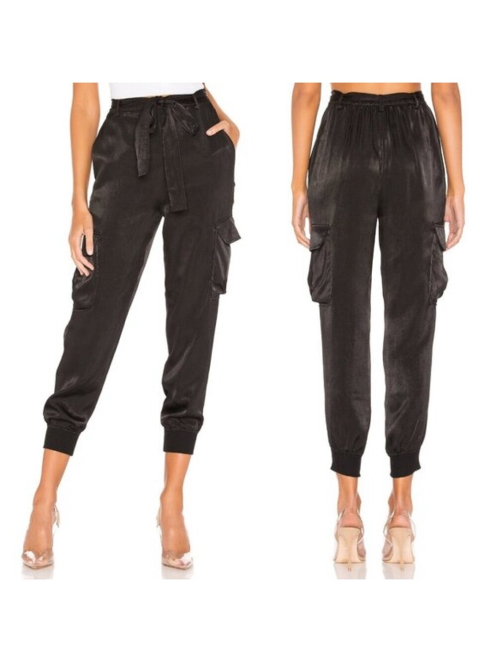 Lovers + Friends Frida Satin Cargo Jogger Pants large